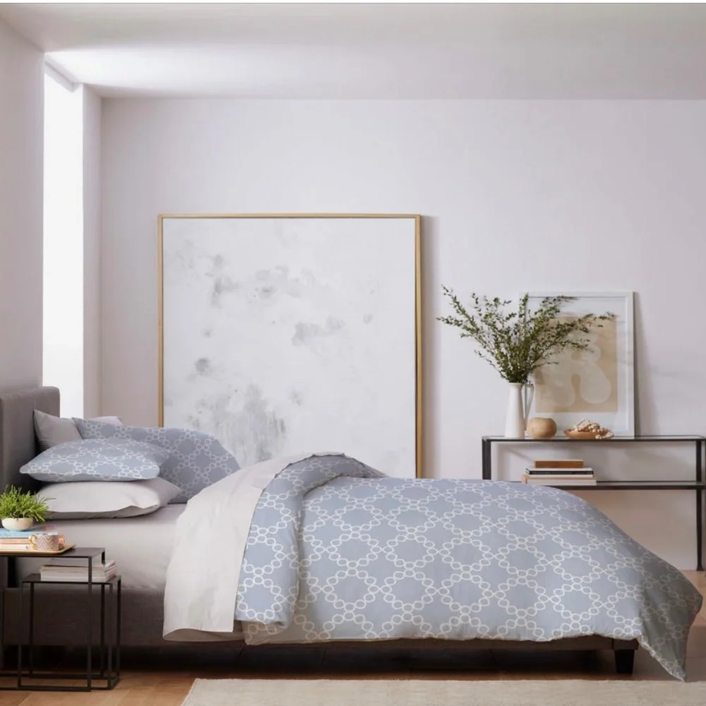 WESTPOINT HOME Palais Cotton Duvet Cover & Sham Set Blue SZ KING